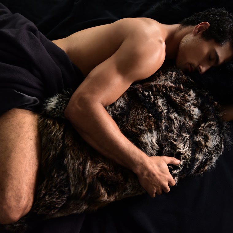 Toscana Real Sheep Fur Body Pillow in Black