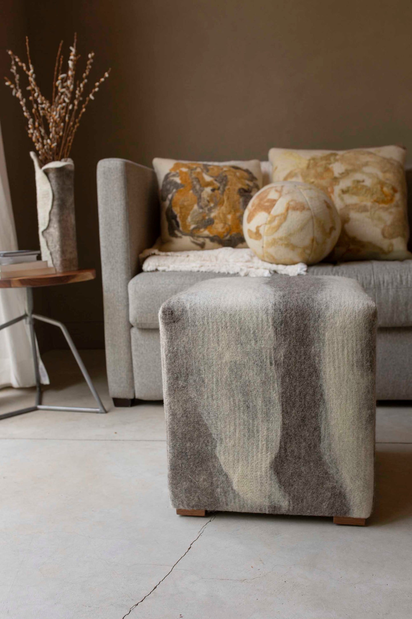 Gotland Turmeric Wool Snowball Pillow