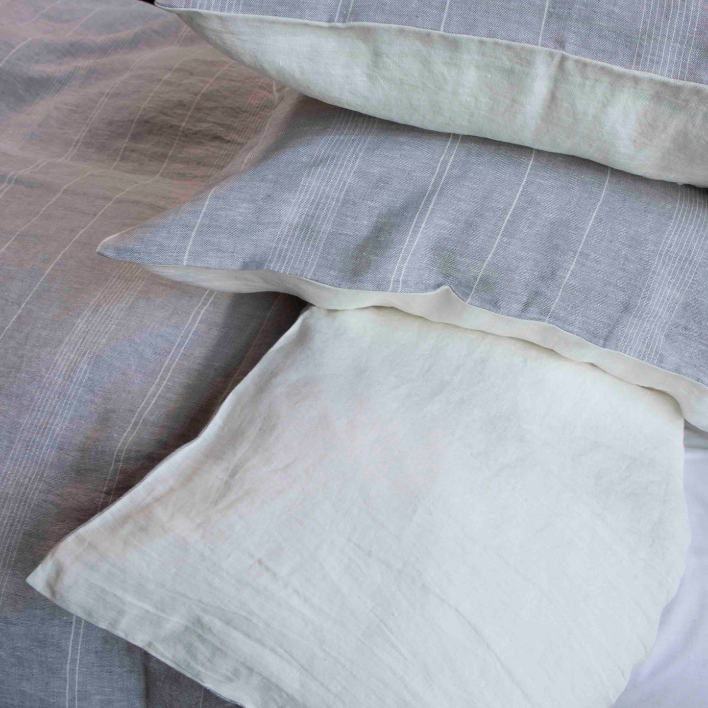 Ashley Linen Duvet Cover With Stripes