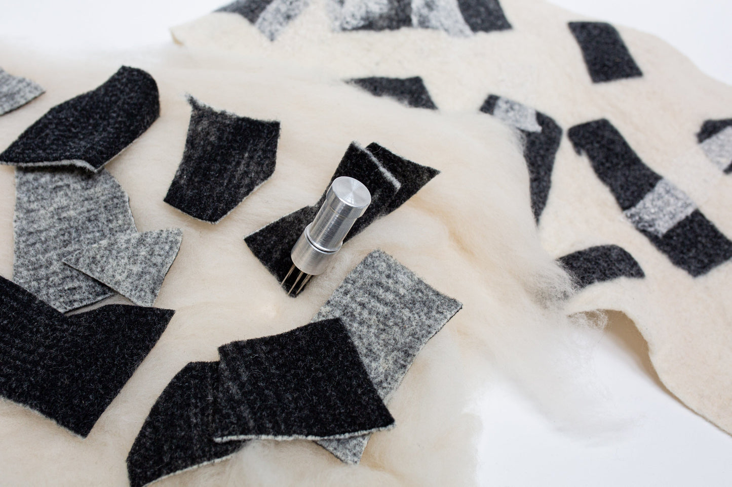 Abstract Black and White Wool Pillow - Lumbar