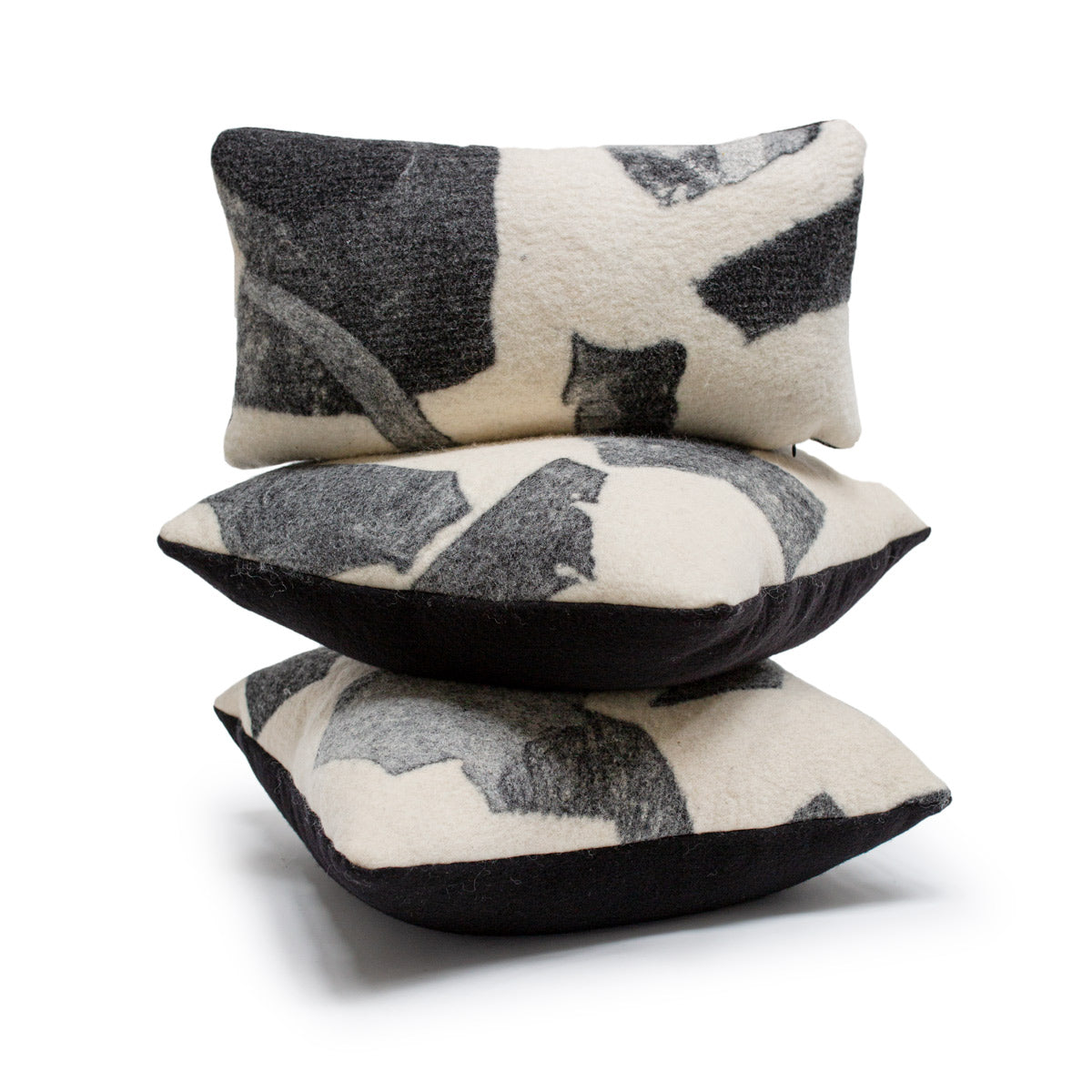 Abstract Black and White Wool Pillow - Lumbar