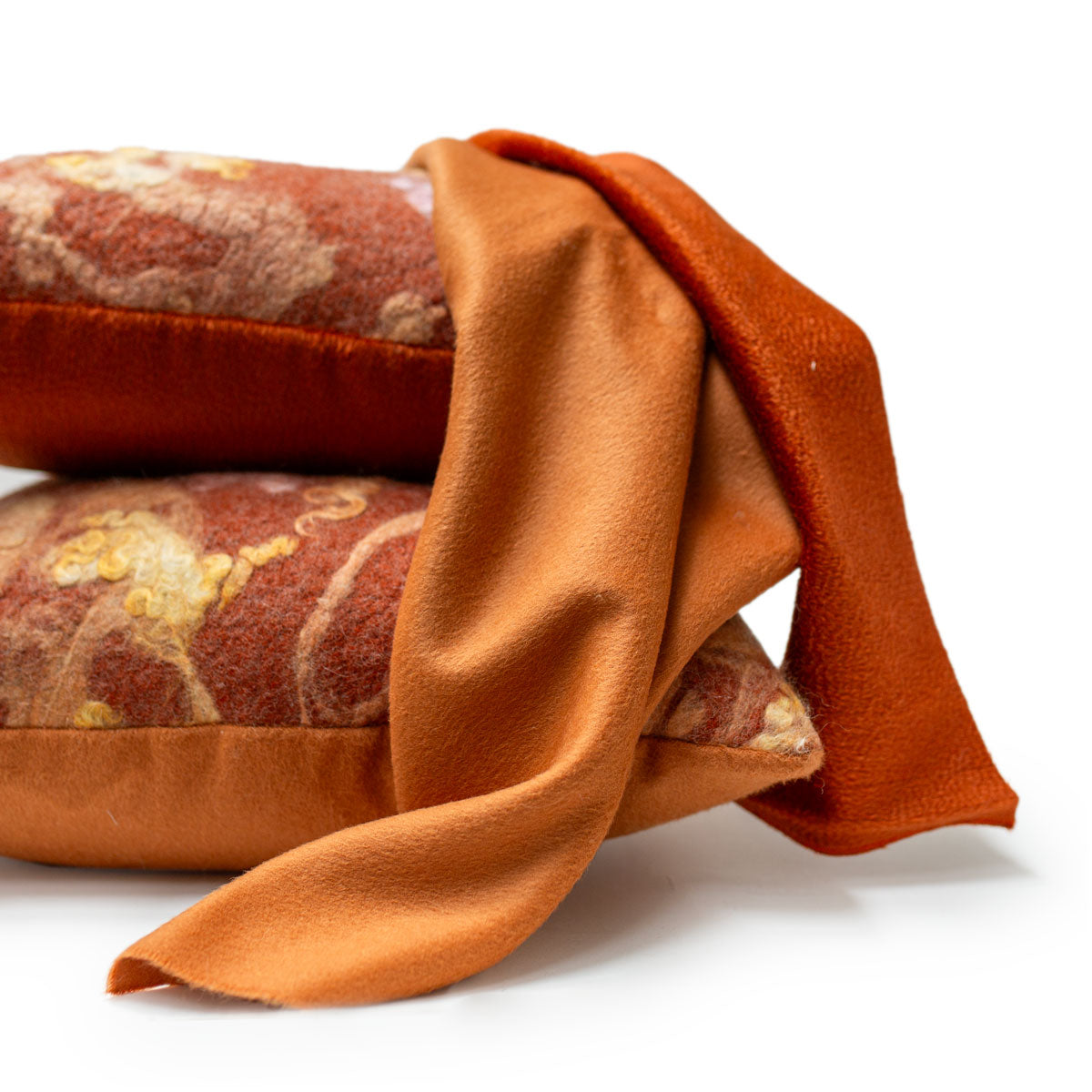 Blood Orange Wool Pillow with Prima Alpaca Back in Italian Clay