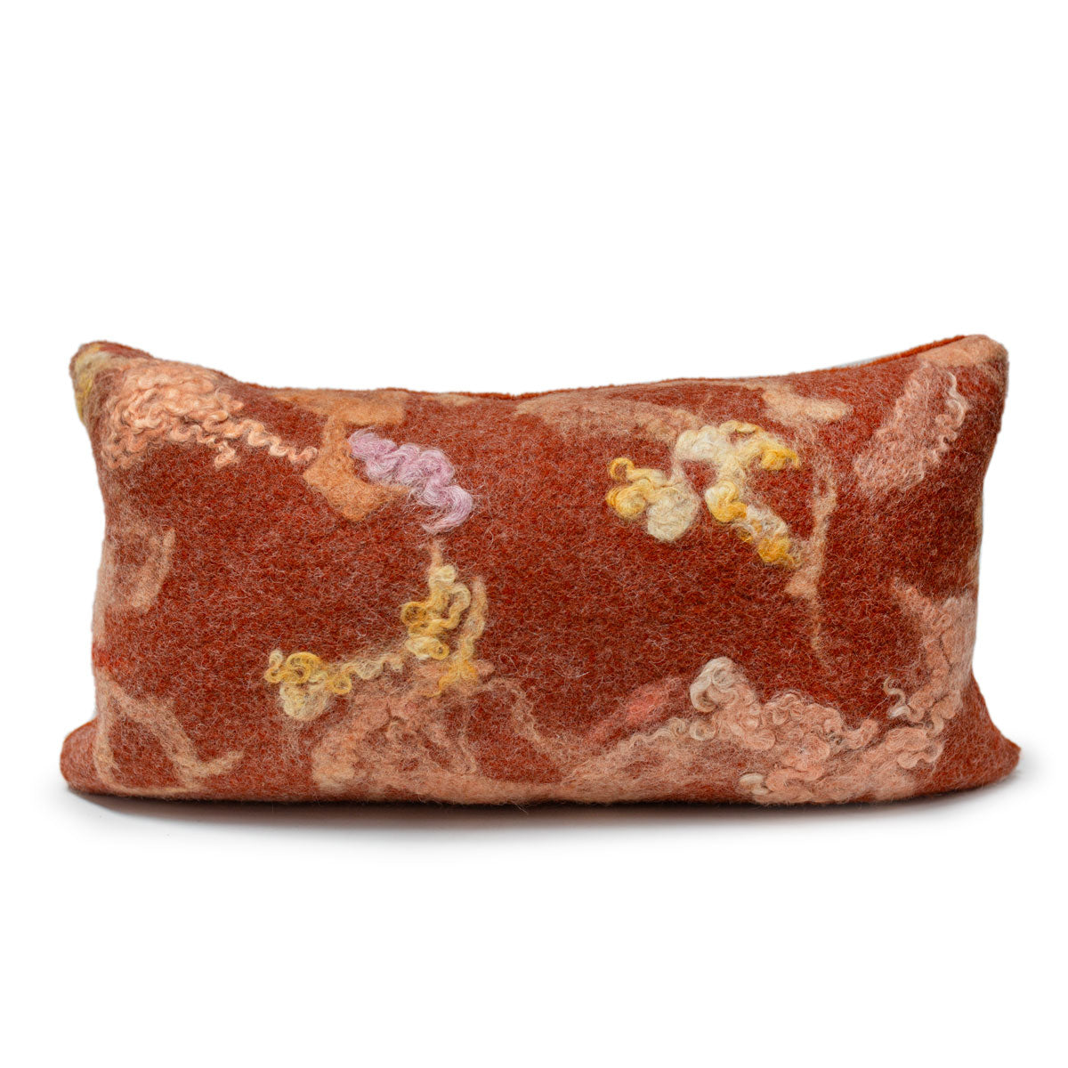 Blood Orange Wool Lumbar Pillow 12x22