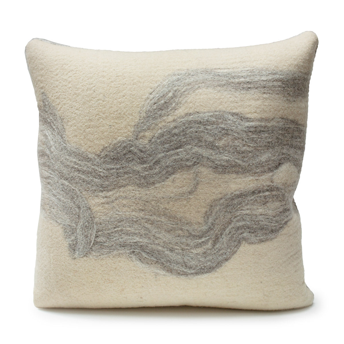 Grey Ribbon Wool Pillow 20x20