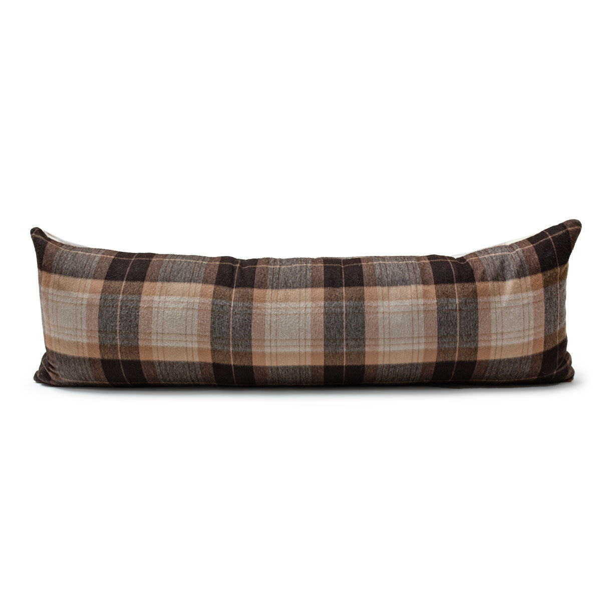 Tahoe With Cream Wool Body Pillow with Prima Alpaca Back in Plaid Espresso