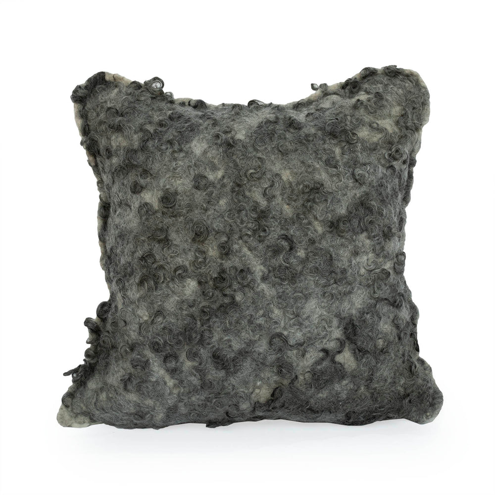 
                      
                        Charcoal Grey Wet Felted Curlicue Pillow - JG Switzer
                      
                    