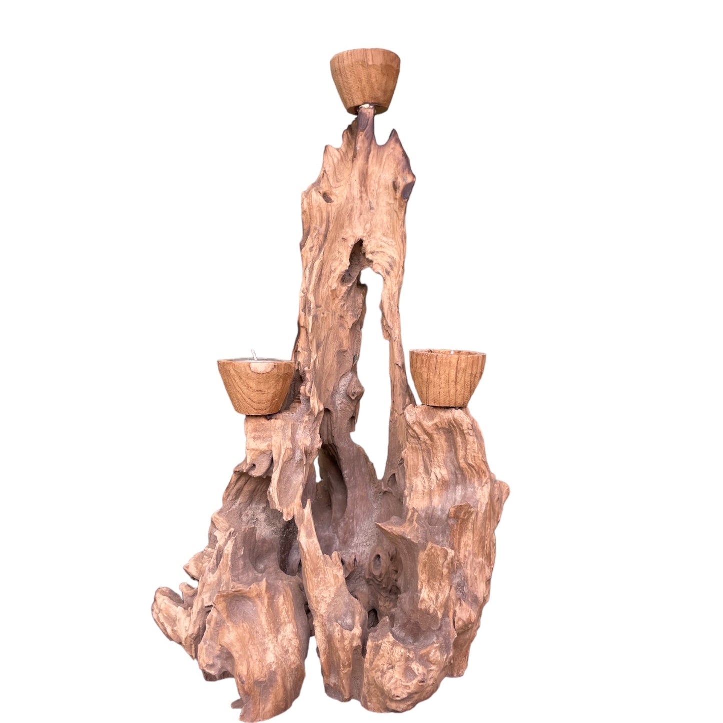 Teak Wood Natural Tea-Light Candle Holder