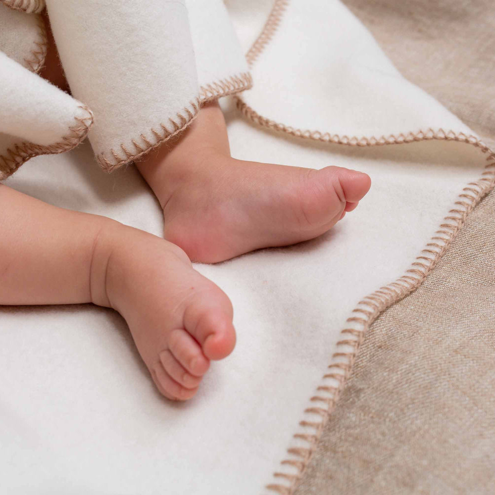 
                      
                        Baby's First Blanket - White with Fawn Stitching
                      
                    