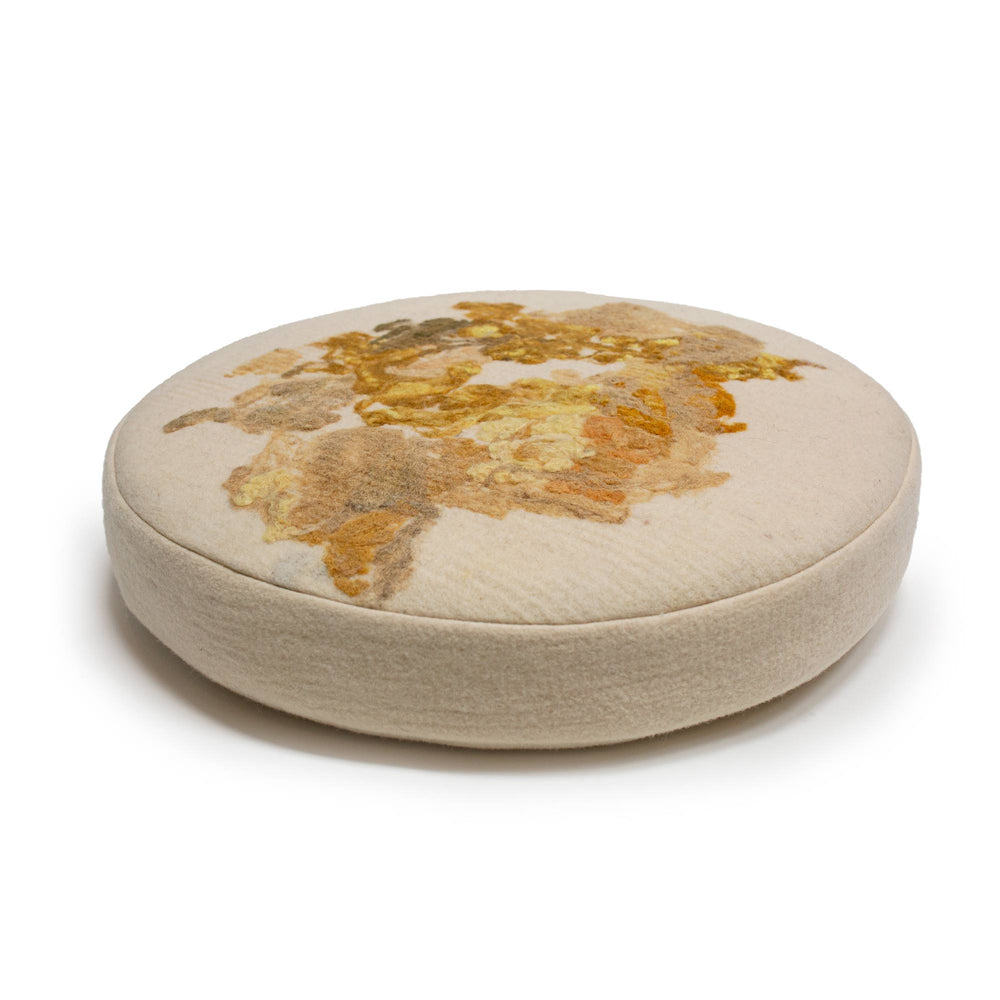 
                      
                        BOTANICAL Plant-Dyed Wool Round Floor Cushion - Turmeric Medallion Yellow
                      
                    