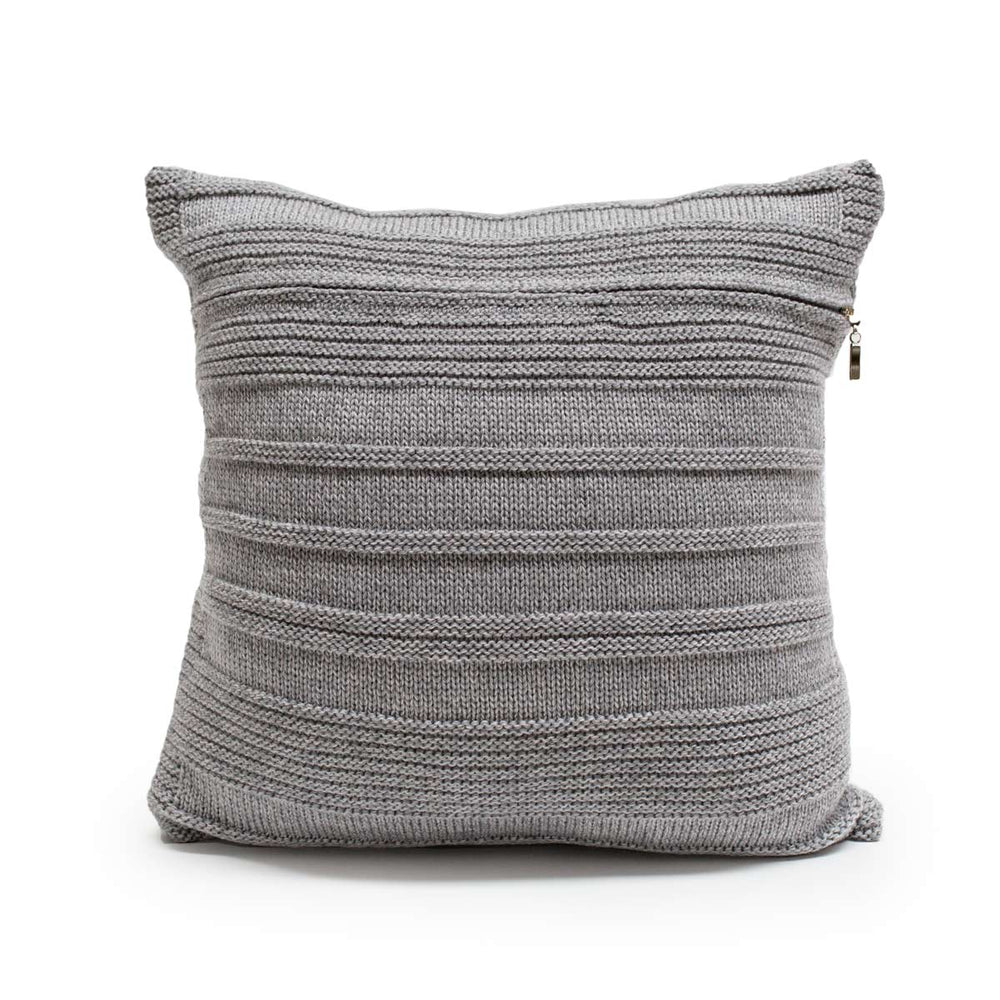 Soft Merino Knit Pillow - Grey