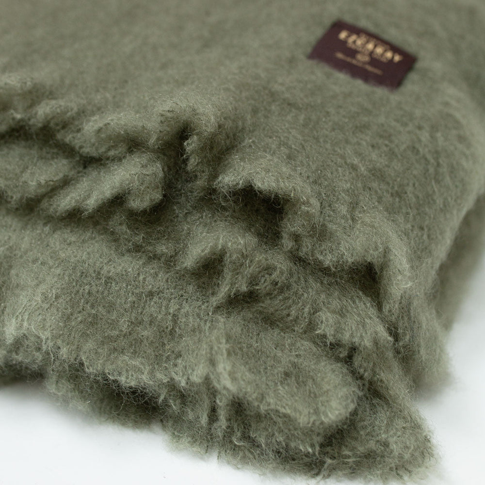 Sage Green Mohair Queen Blanket by Mantas Ezcaray