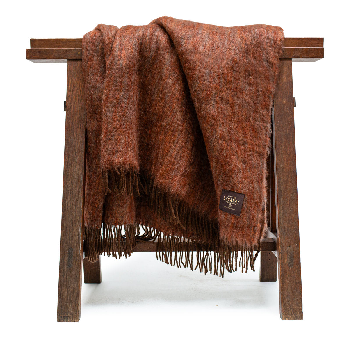 Spanish Mohair Diana Throw in Rust Orange