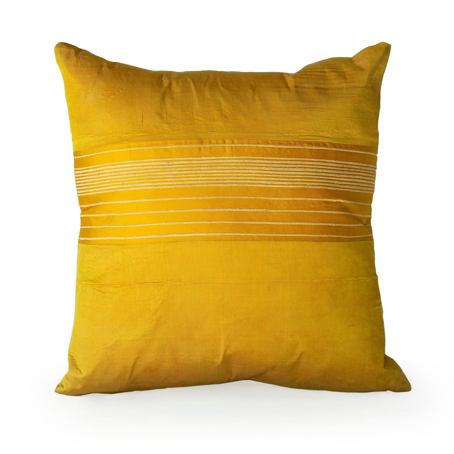 Lotus Flower Silk Pillow - Yellow Stripe - JG Switzer