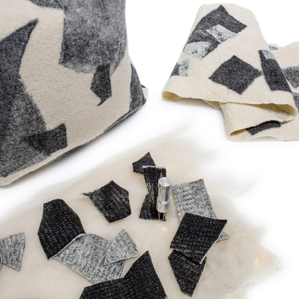 
                      
                        Abstract Black and White Wool Pillow - 20" Square
                      
                    