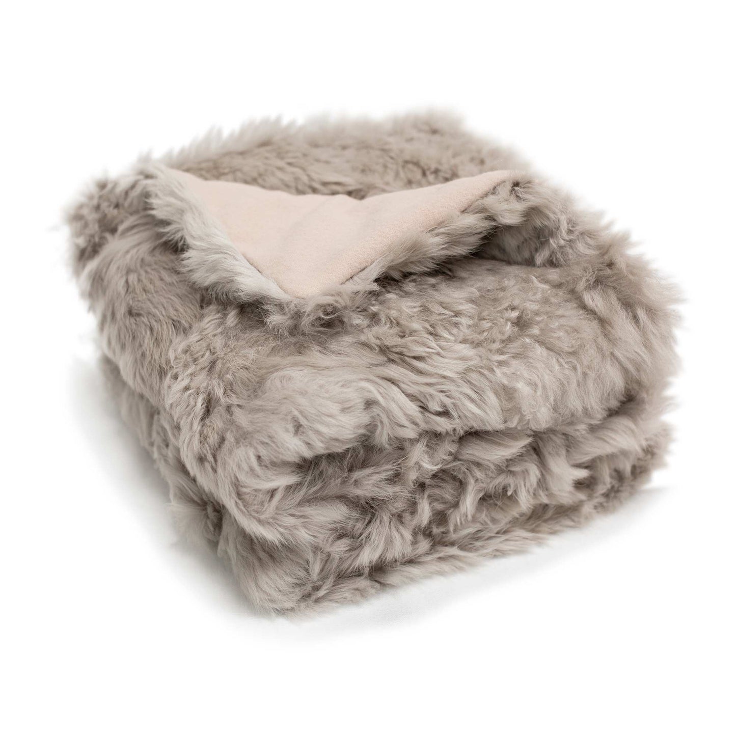 Toscana Real Sheep Fur Throw Lined with Cashmere Blend - Bone