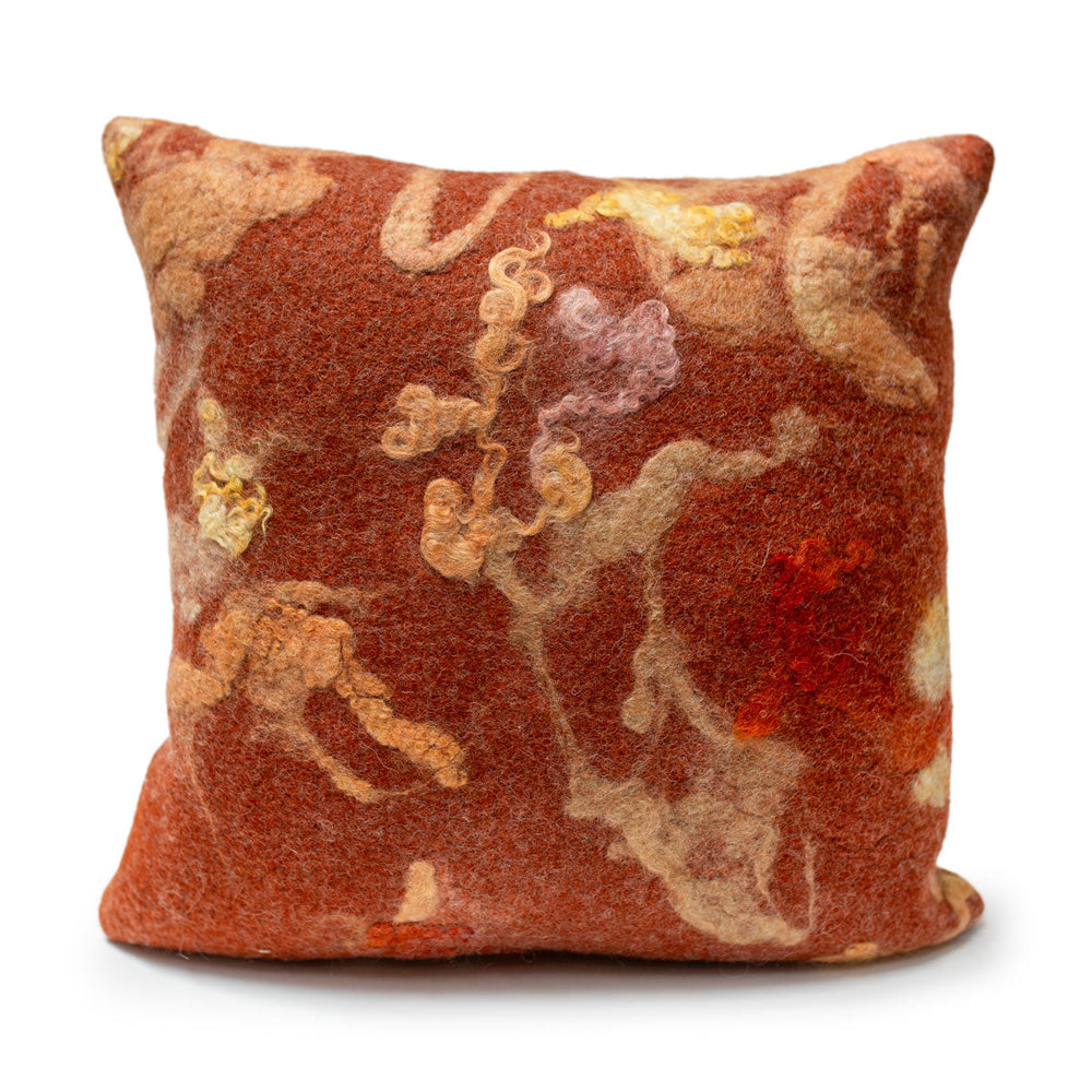 Blood Orange Wool Pillow with Prima Alpaca Back in Italian Clay