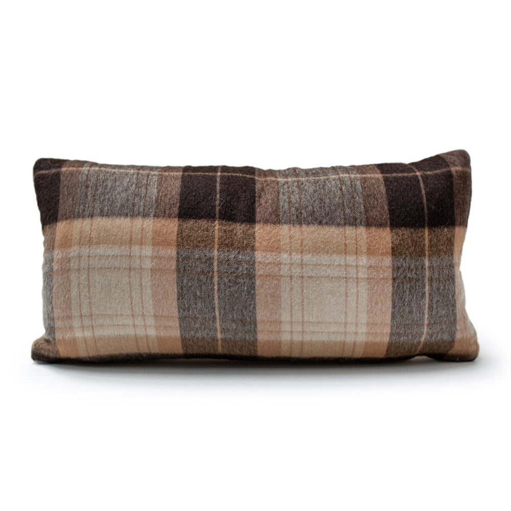 
                      
                        Tahoe with Cream Wool Pillow with Prima Alpaca Back in Plaid Espresso Camel
                      
                    