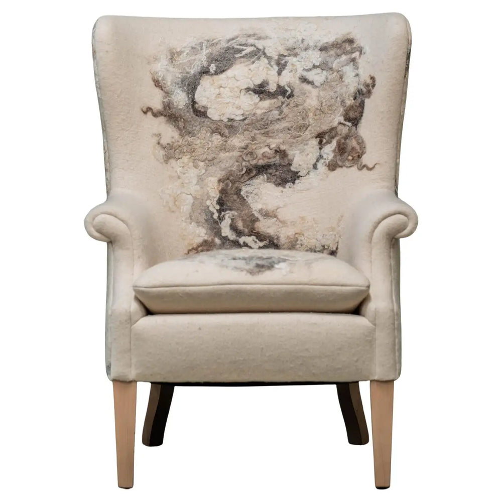 Felted Wool Empire Wingback Chair